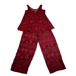 VTG Victoria's Secret Gold Label Sheer Pajamas Size Small Lounge Set Geometric